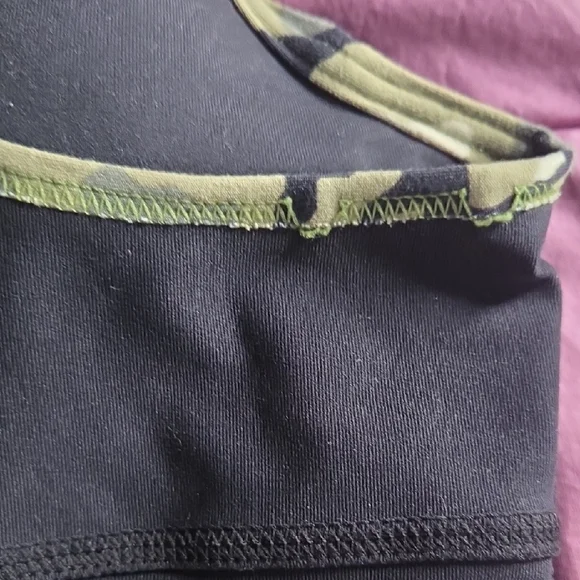 Brasil Sul Black & Camo Green Mock Wrap Tank Top With Removable Cups Size M - Picture 7 of 8